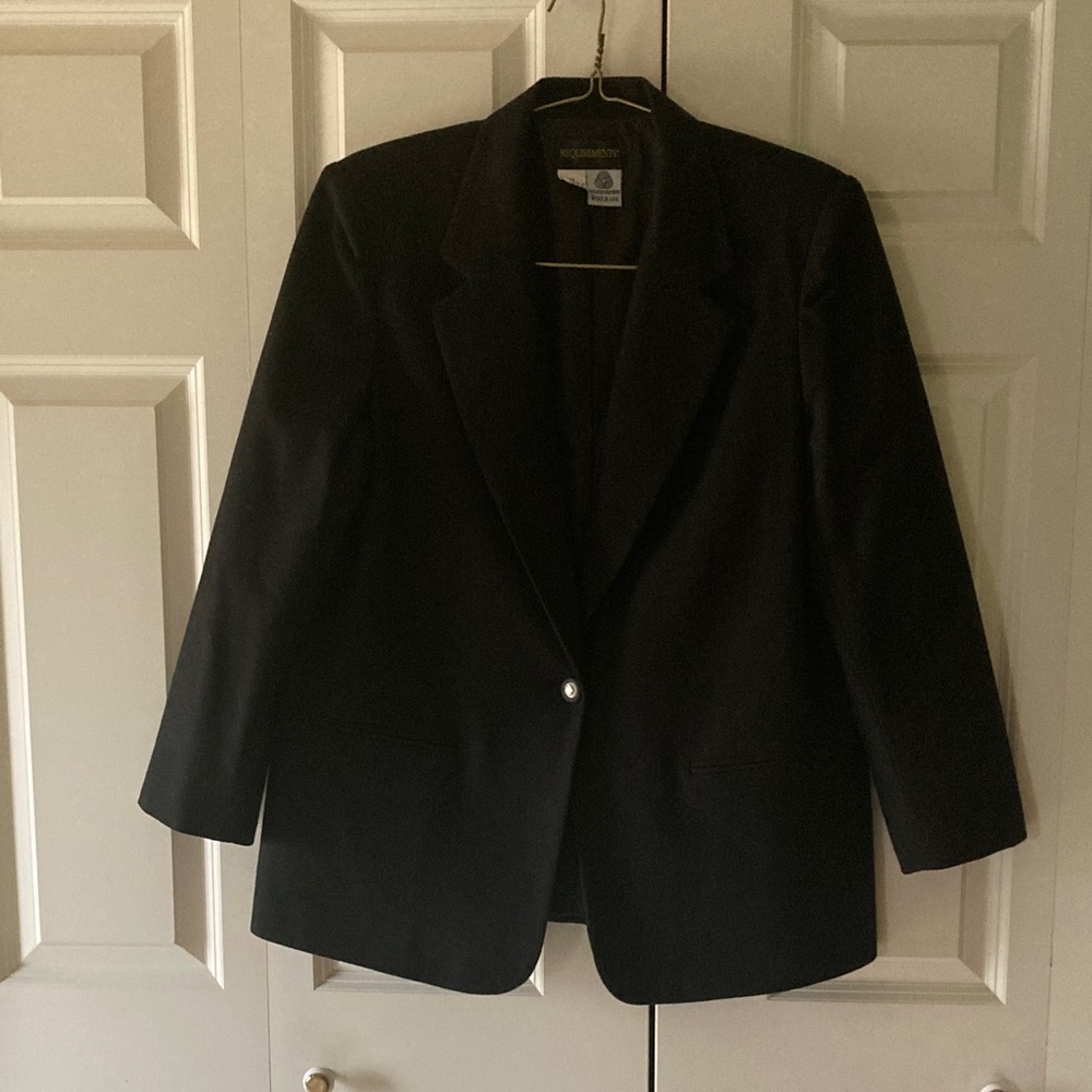 Requirements vintage wool black women’s 14 one button blazer lined classic